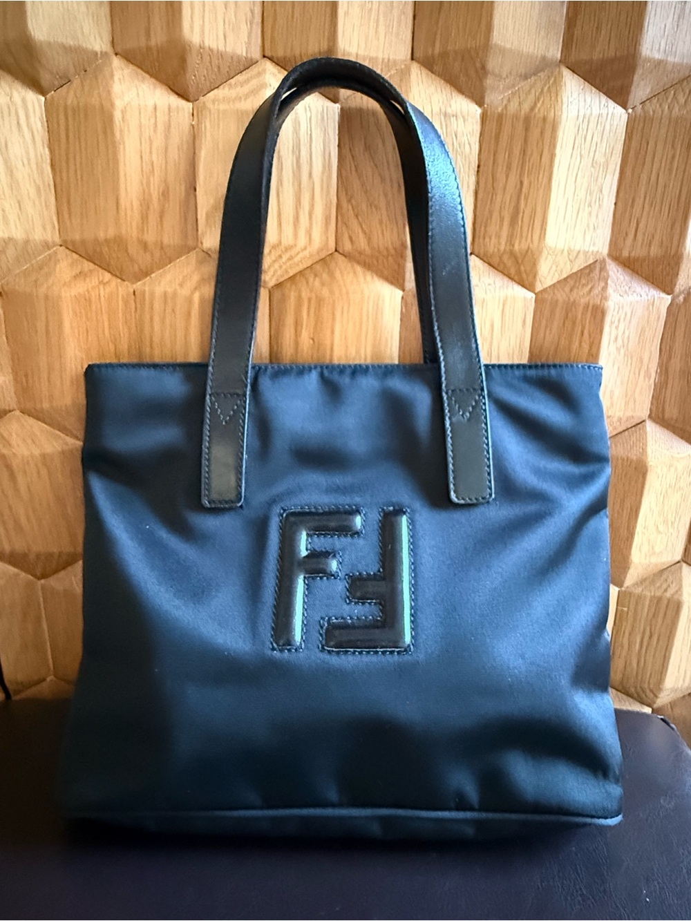 Fendi Black Nylon Mini Tote Bag w/ COA